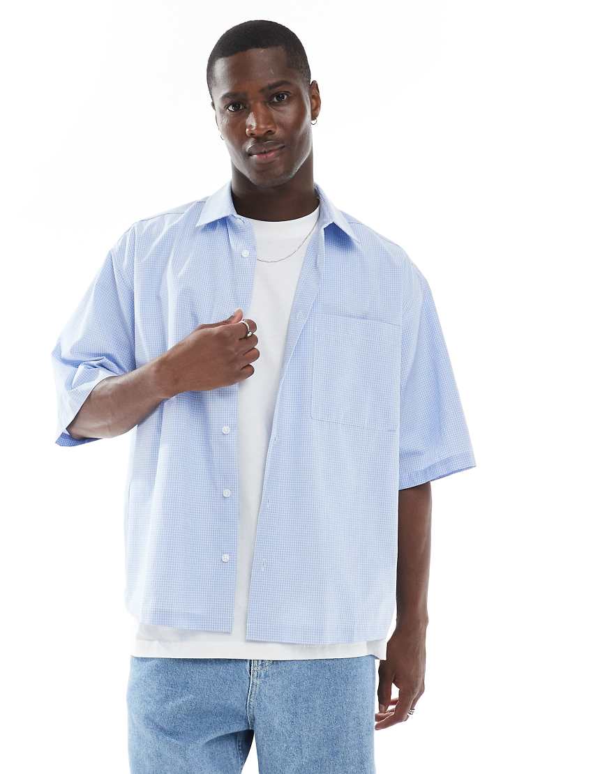 ASOS DESIGN - Kastiges Oversize-Hemd in Blau kariert von ASOS DESIGN