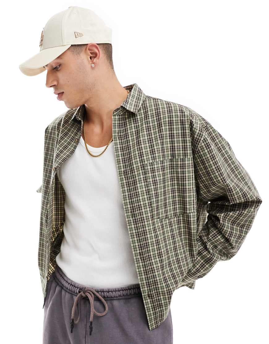 ASOS DESIGN - Kastiges Oversize-Hemd in Grün kariert-Neutral ASOS DESIGN - Kastiges Oversize-Hemd in Grün kariert-Neutral von ASOS DESIGN