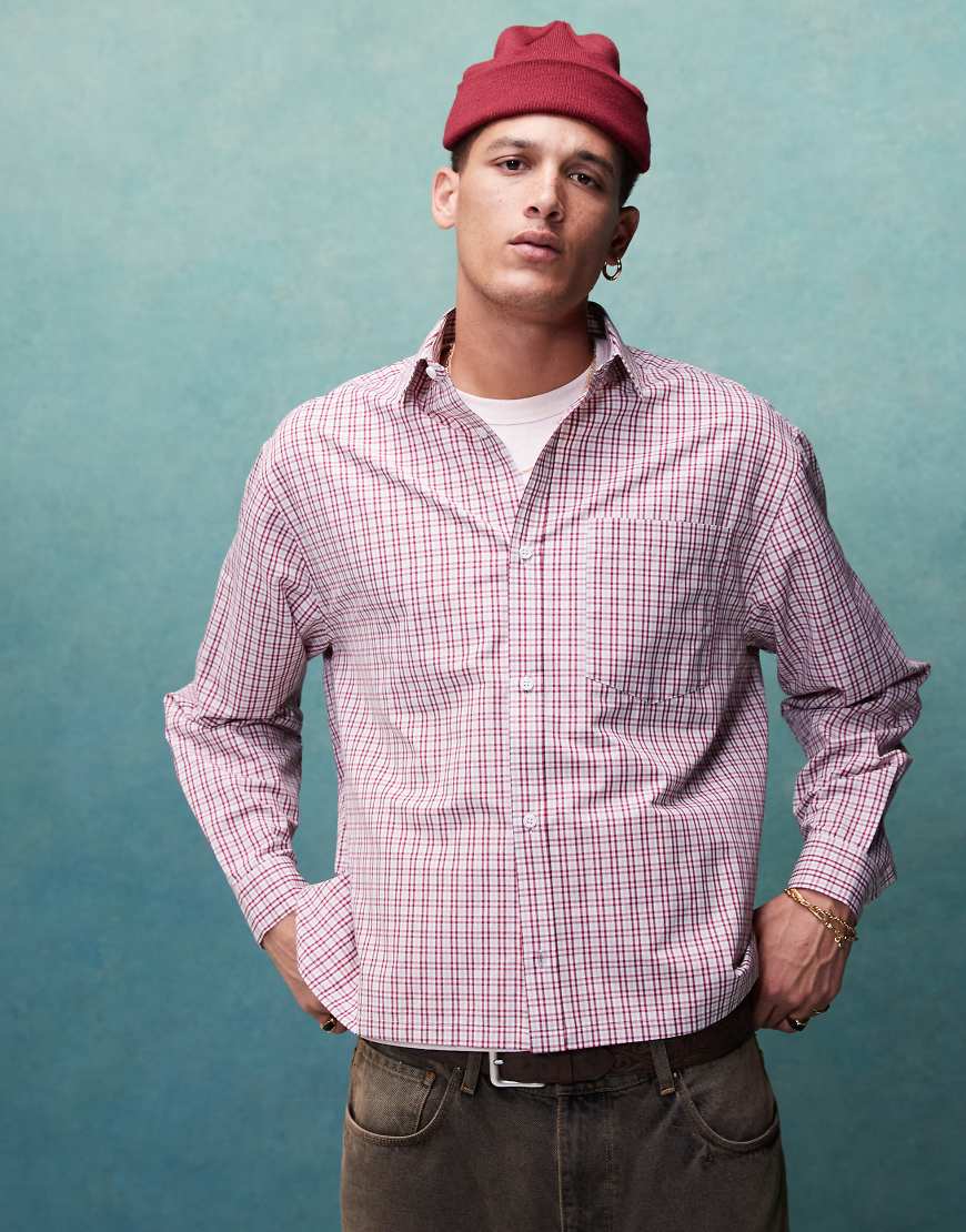 ASOS DESIGN - Kastiges Oversize-Hemd in Rot kariert ASOS DESIGN - Kastiges Oversize-Hemd in Rot kariert von ASOS DESIGN