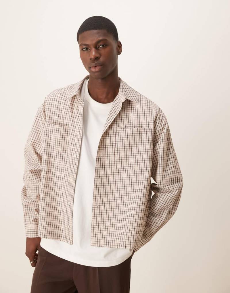 ASOS DESIGN - Kastiges Oversize-Hemd mit braunem Karo-Rot von ASOS DESIGN