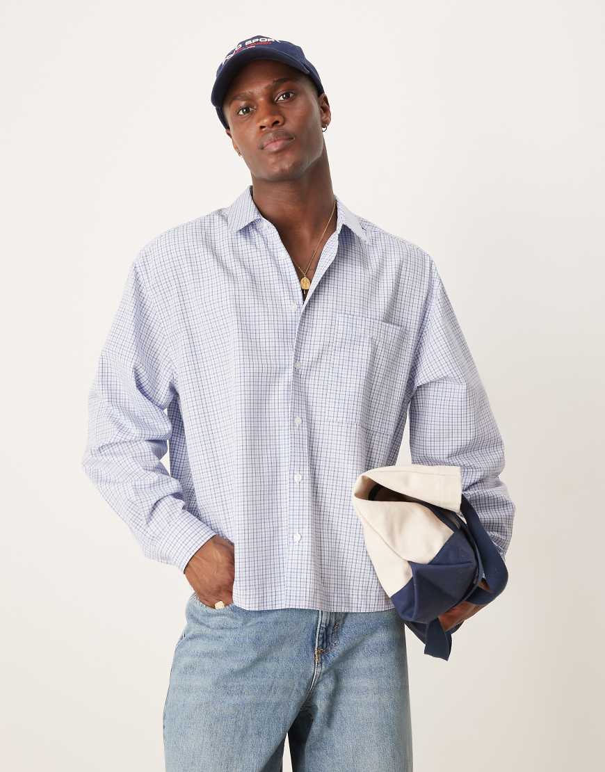 ASOS DESIGN - Kastiges Oversize-Hemd in kariertem Blau von ASOS DESIGN