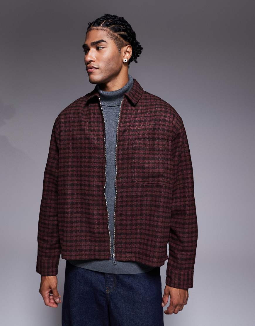 ASOS DESIGN - Kastiges Oversize-Hemd in kariertem Burgunderrot von ASOS DESIGN
