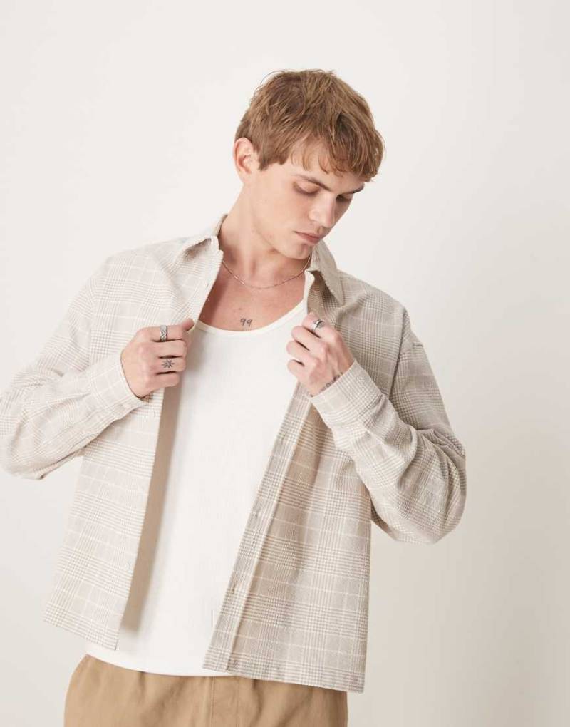 ASOS DESIGN - Kastiges Oversize-Hemd mit neutralem Karomuster von ASOS DESIGN