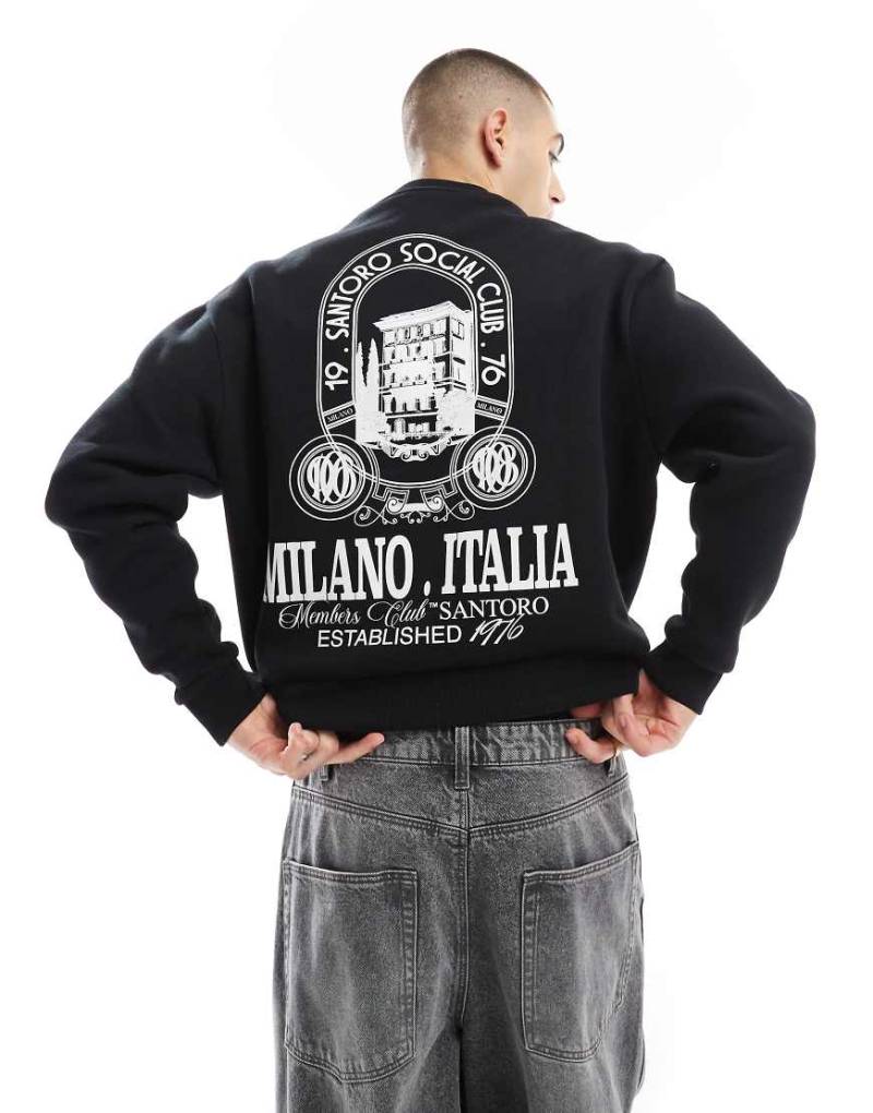 ASOS DESIGN - Kastiges Oversize-Sweatshirt in Schwarz mit Rückenprint von ASOS DESIGN