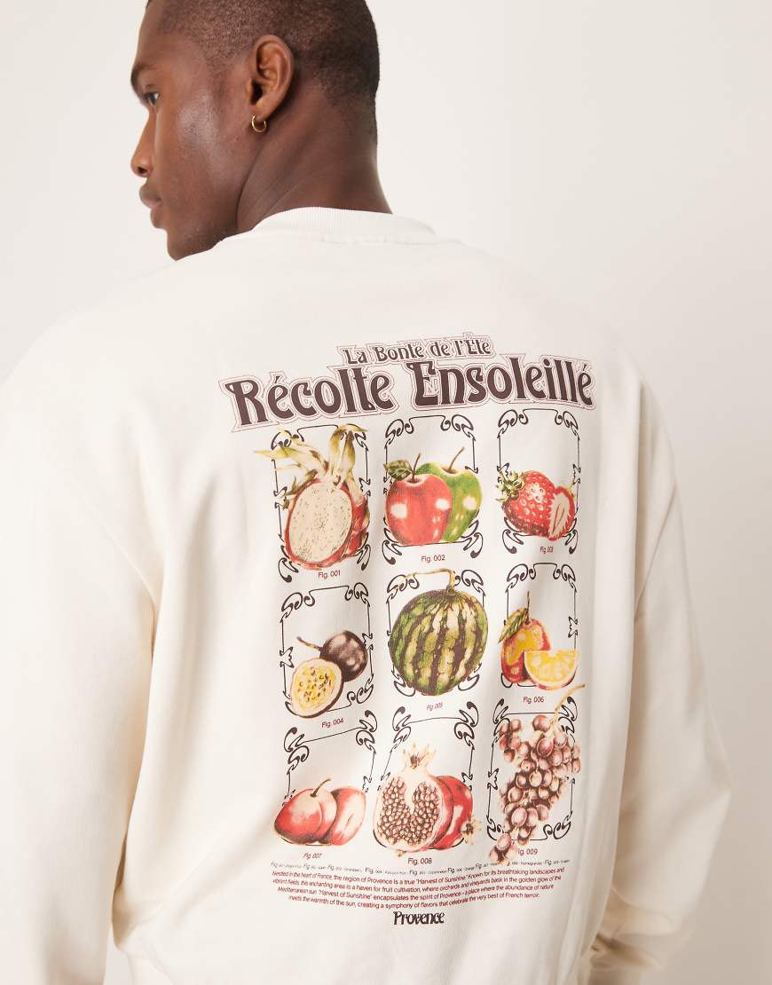 ASOS DESIGN - Kastiges Sweatshirt in Tofu mit Brust- und Rückenprint-Neutral ASOS DESIGN - Kastiges Sweatshirt in Tofu mit Brust- und Rückenprint-Neutral von ASOS DESIGN