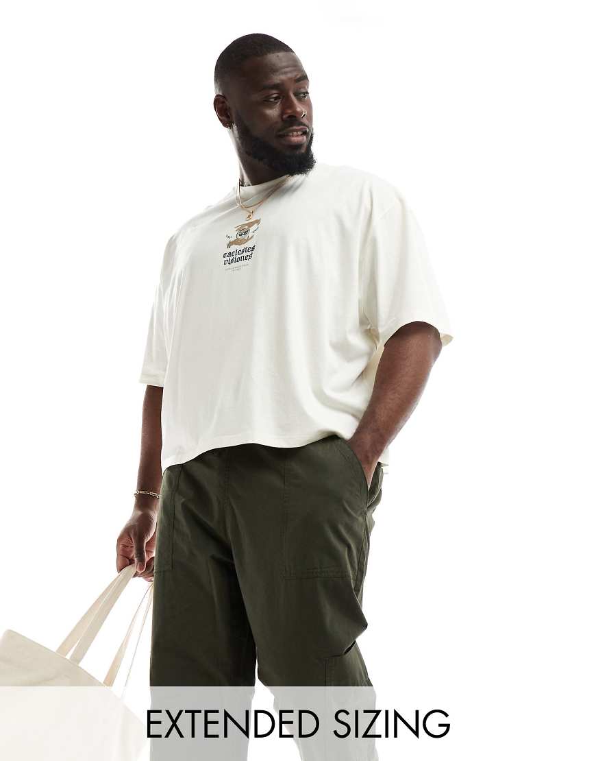 ASOS DESIGN - Kastiges Oversize-T-Shirt in Beige mit Himmelskörper-Print auf der Vorderseite-Neutral ASOS DESIGN - Kastiges Oversize-T-Shirt in Beige mit Himmelskörper-Print auf der Vorderseite-Neutral von ASOS DESIGN
