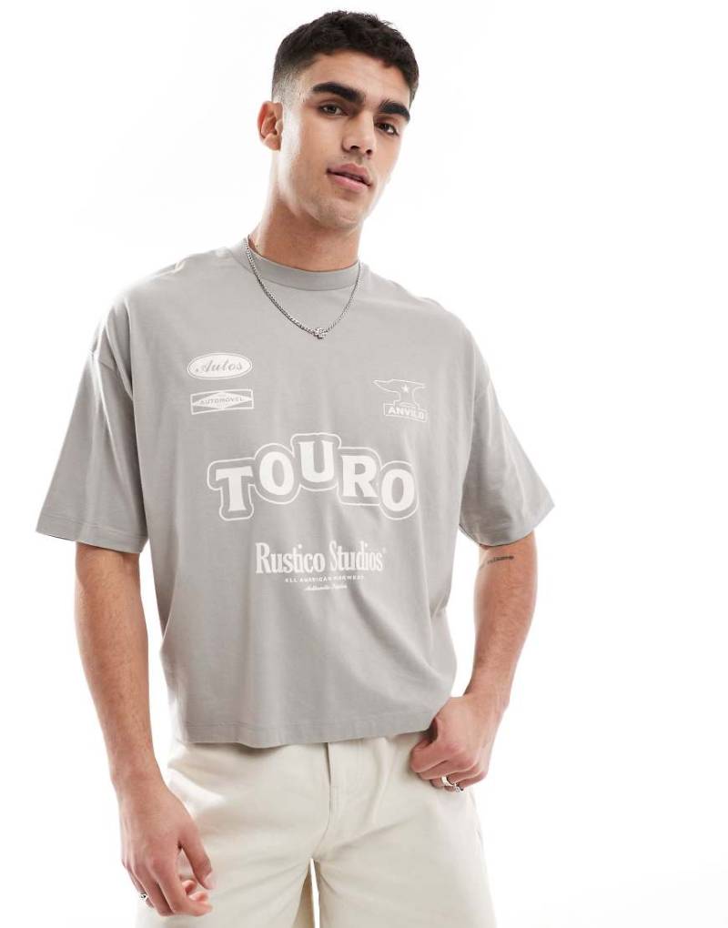 ASOS DESIGN - Kastiges Oversize-T-Shirt in Khaki mit Text-Prints-Grün von ASOS DESIGN