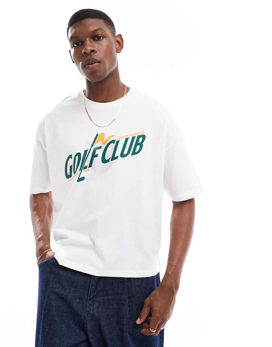 ASOS DESIGN - Kastiges Oversize-T-Shirt in Weiß mit „Golf"-Print ASOS DESIGN - Kastiges Oversize-T-Shirt in Weiß mit „Golf"-Print von ASOS DESIGN