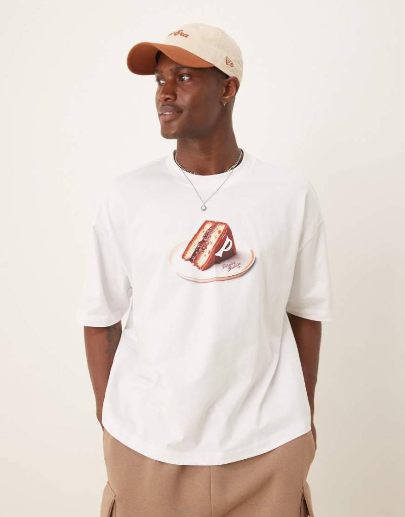ASOS DESIGN - Kastiges Oversize-T-Shirt in Weiß mit Food-Print von ASOS DESIGN