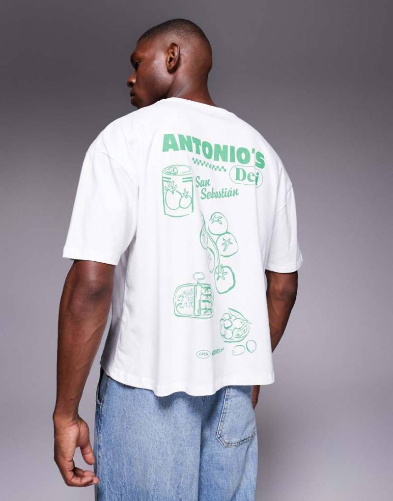 ASOS DESIGN - Kastiges Oversize-T-Shirt in Weiß mit Food-Print von ASOS DESIGN
