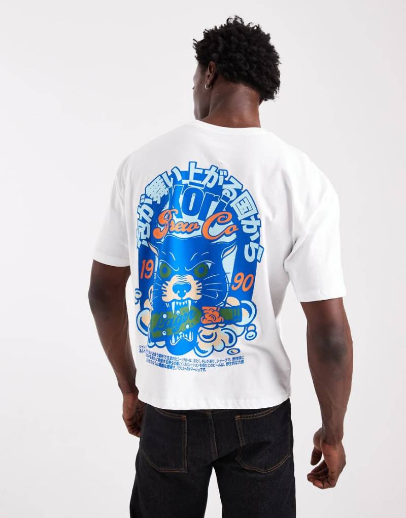 ASOS DESIGN - Kastiges Oversize-T-Shirt in Weiß mit Rückenprint von ASOS DESIGN