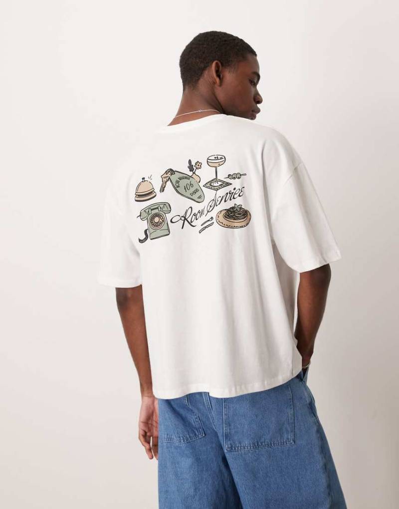 ASOS DESIGN - Kastiges Oversize-T-Shirt in Weiß mit Sommer-Rückenprint von ASOS DESIGN
