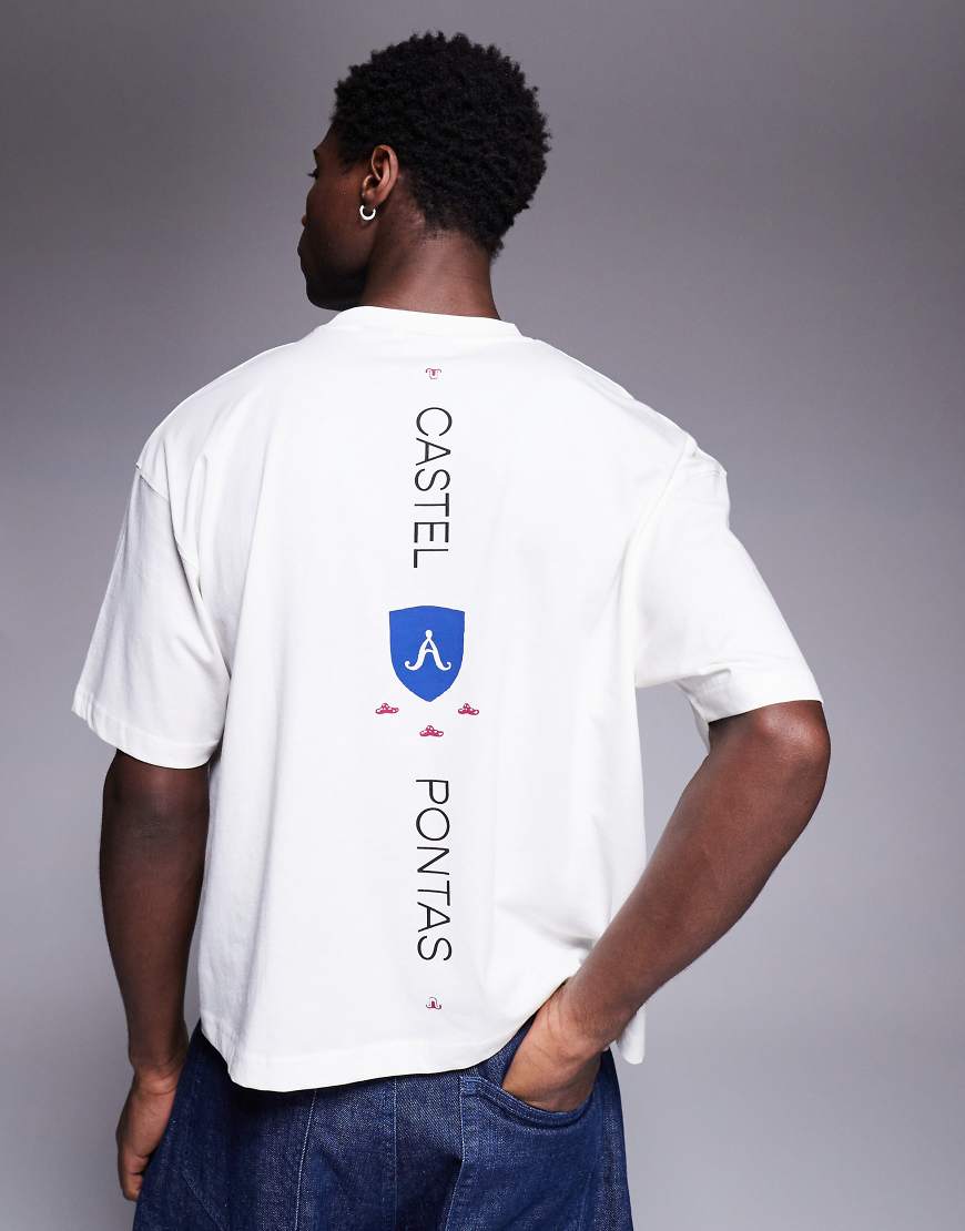 ASOS DESIGN - Kastiges Oversize-T-Shirt in Weiß mit Textprint auf Brusthöhe ASOS DESIGN - Kastiges Oversize-T-Shirt in Weiß mit Textprint auf Brusthöhe von ASOS DESIGN
