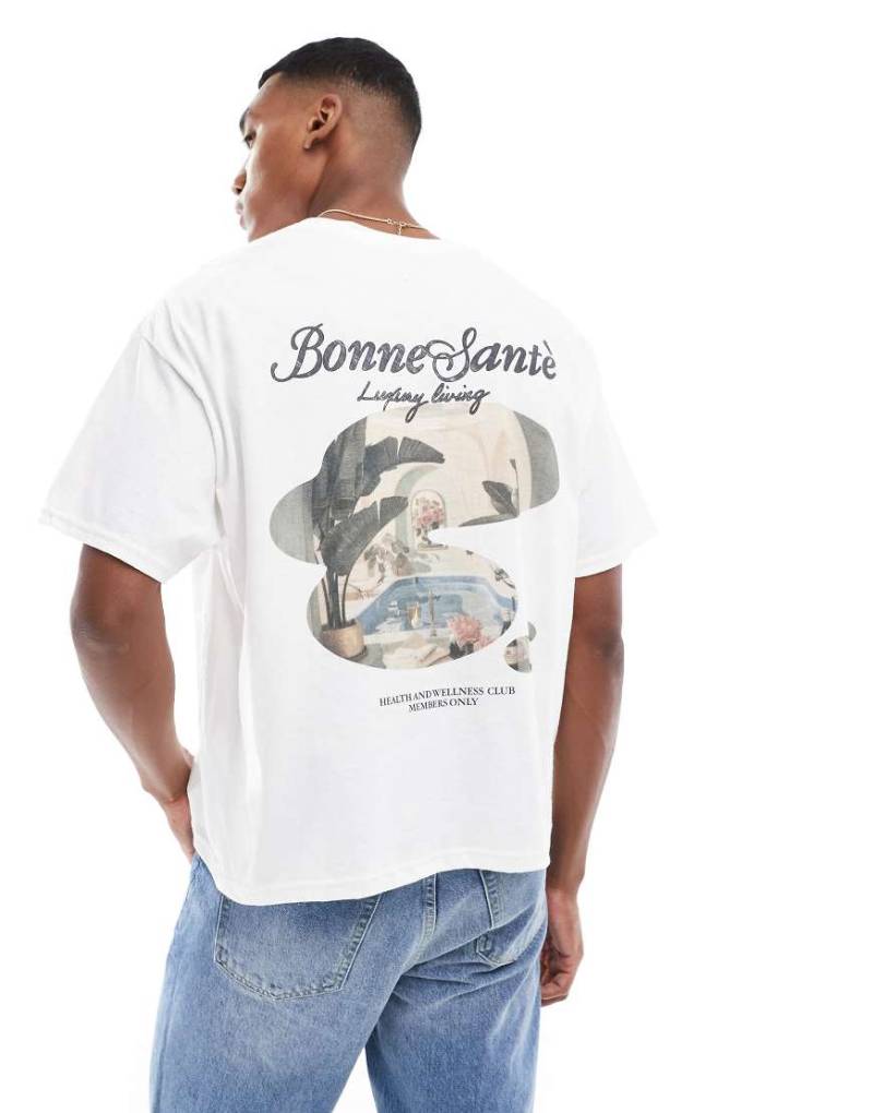 ASOS DESIGN - Kastiges Oversize-T-Shirt in Weiß mit sommerlichem Rückenprint von ASOS DESIGN