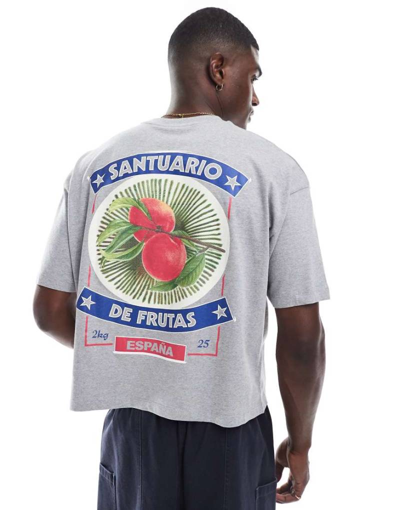 ASOS DESIGN - Kastiges Oversize-T-Shirt in meliertem Grau mit Sommer-Print von ASOS DESIGN