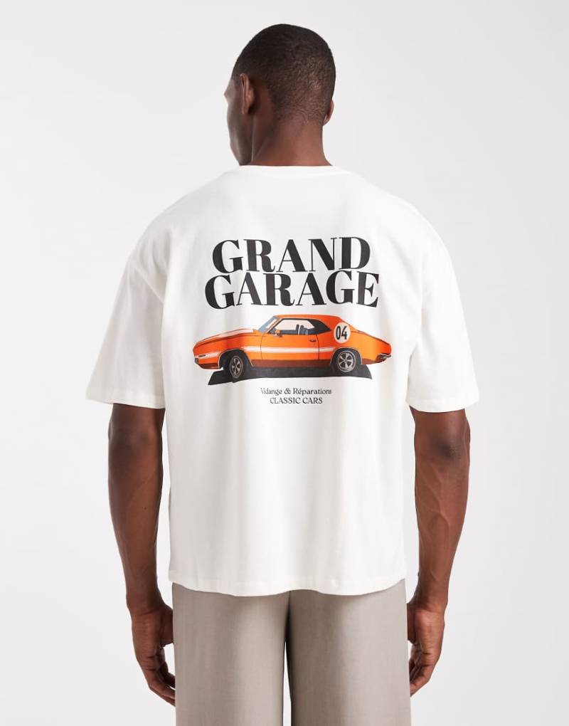 ASOS DESIGN - Kastiges Oversize-T-Shirt mit Vintage-Autografik in Wollweiß von ASOS DESIGN