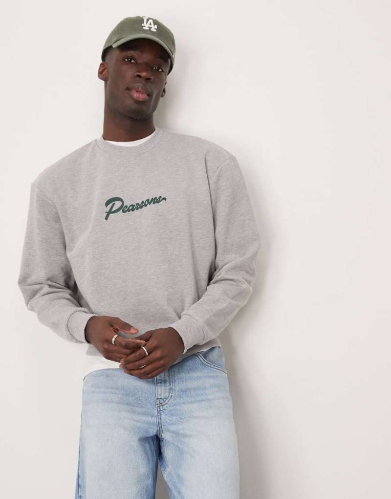 ASOS DESIGN - Kastiges Sweatshirt in Grau meliert mit Schaumdruck von ASOS DESIGN