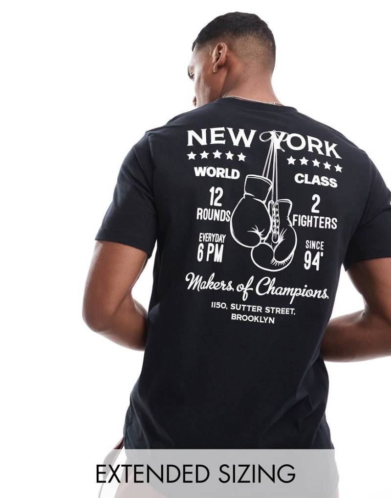 ASOS DESIGN - Klassisch geschnittenes T-Shirt in Schwarz mit Rückenprint von ASOS DESIGN