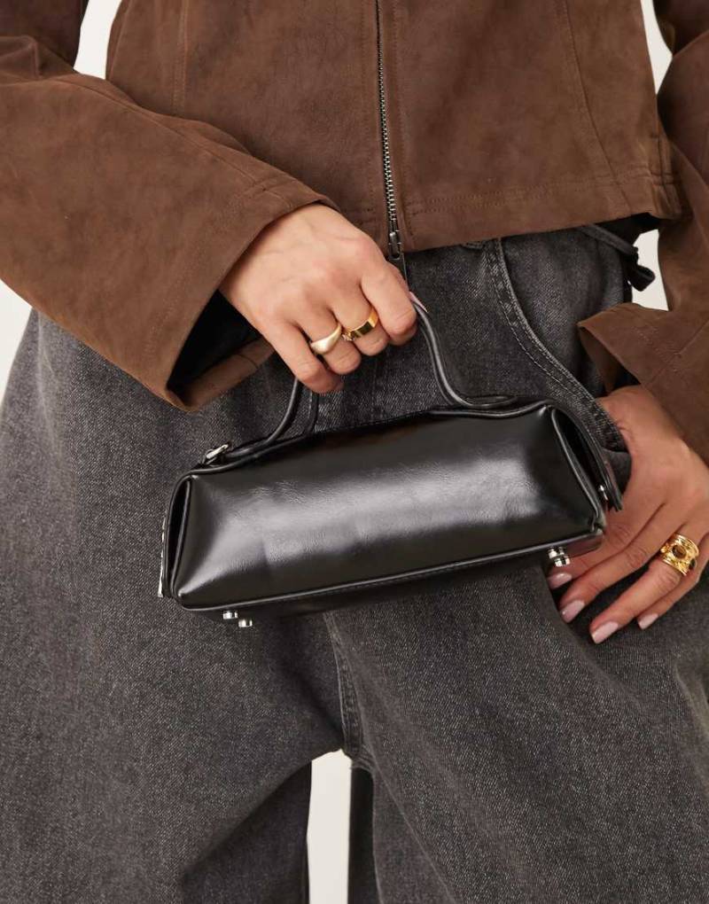 ASOS DESIGN - Kleine, längliche Umhängetasche in Schwarz mit Griff oben von ASOS DESIGN