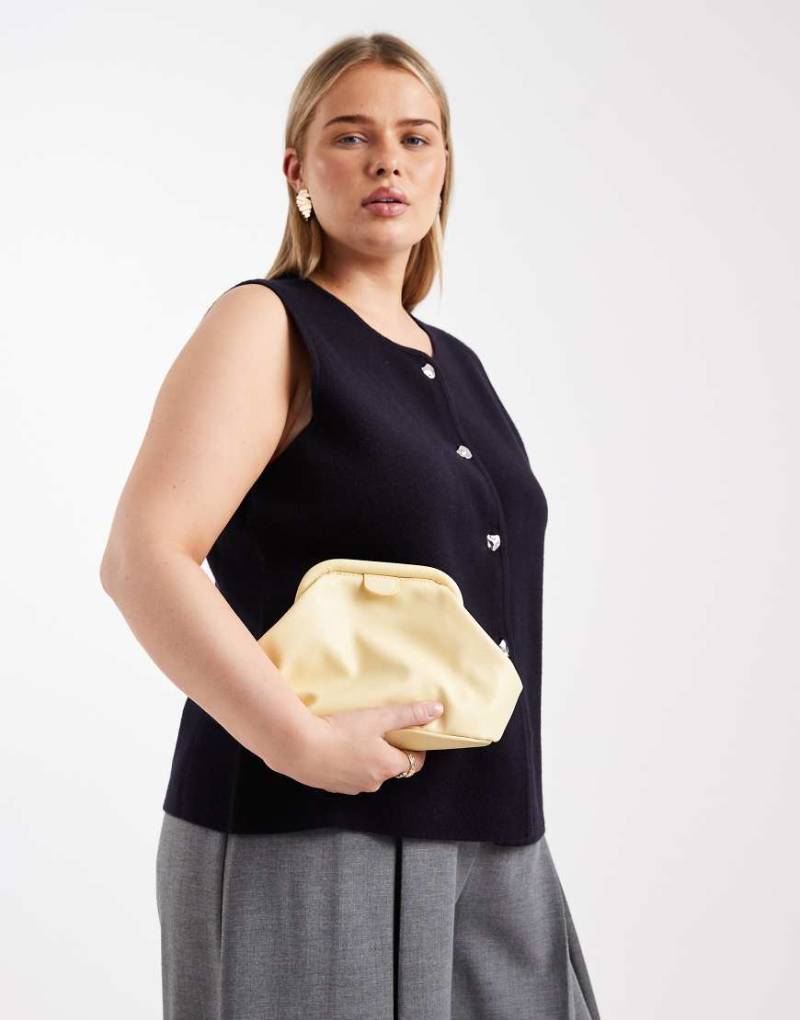 ASOS DESIGN - Kleine Clutch-Tasche in Buttermilch mit Rahmen-Gelb von ASOS DESIGN