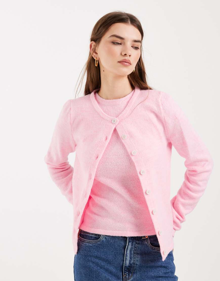ASOS DESIGN - Knapp geschnittene Strickjacke in Rosa, Kombiteil von ASOS DESIGN