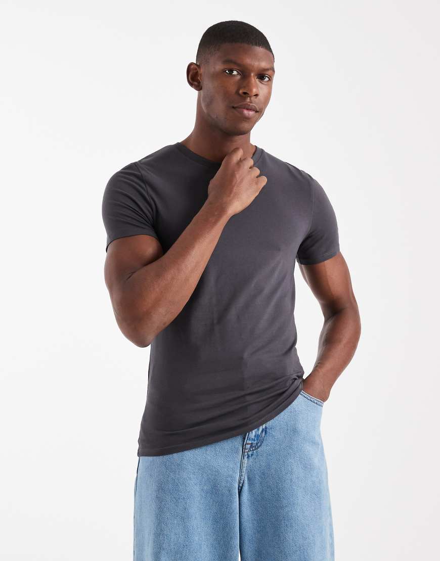 ASOS DESIGN - Körperbetontes Basic-T-Shirt in Anthrazit-Grau von ASOS DESIGN