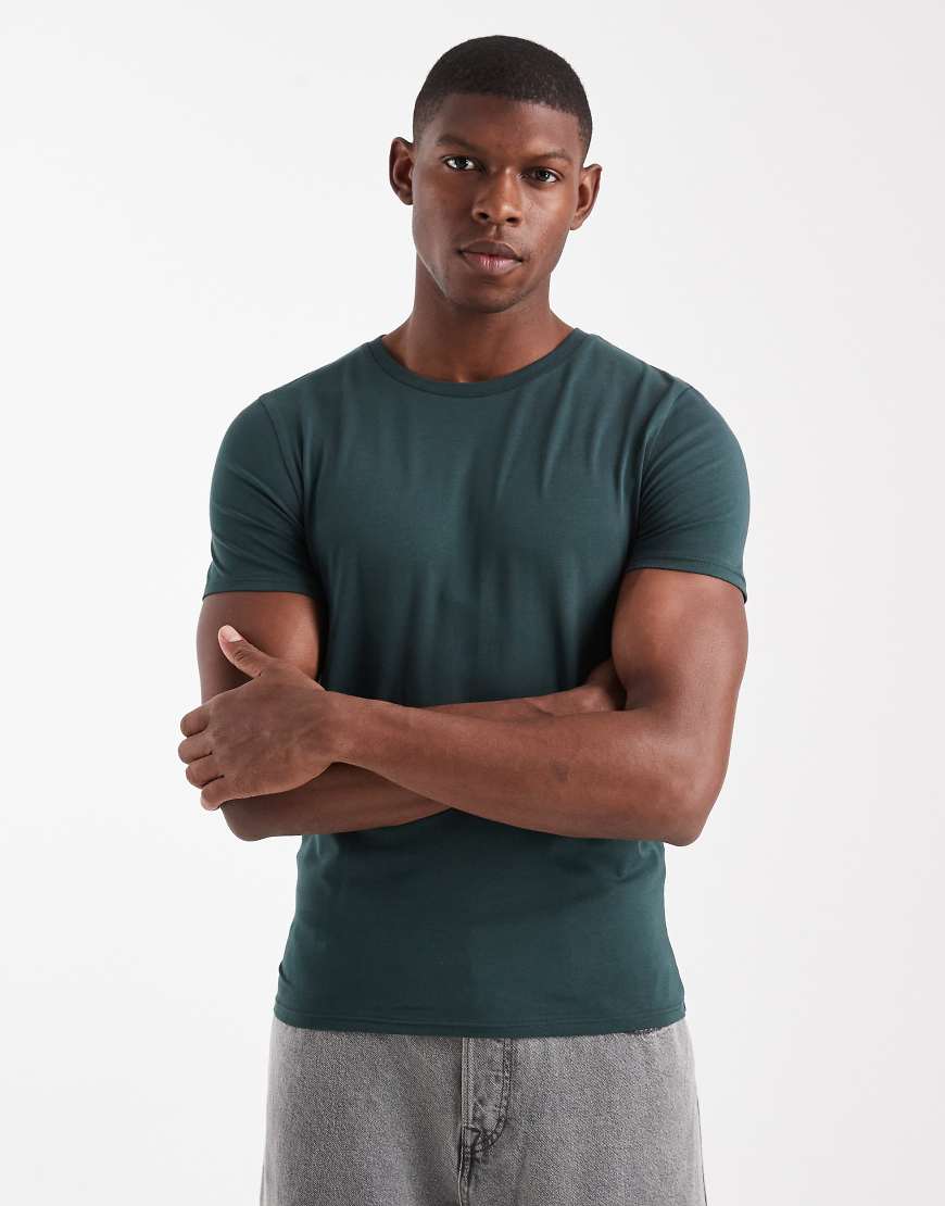 ASOS DESIGN - Körperbetontes Basic-T-Shirt in Khaki-Grün von ASOS DESIGN
