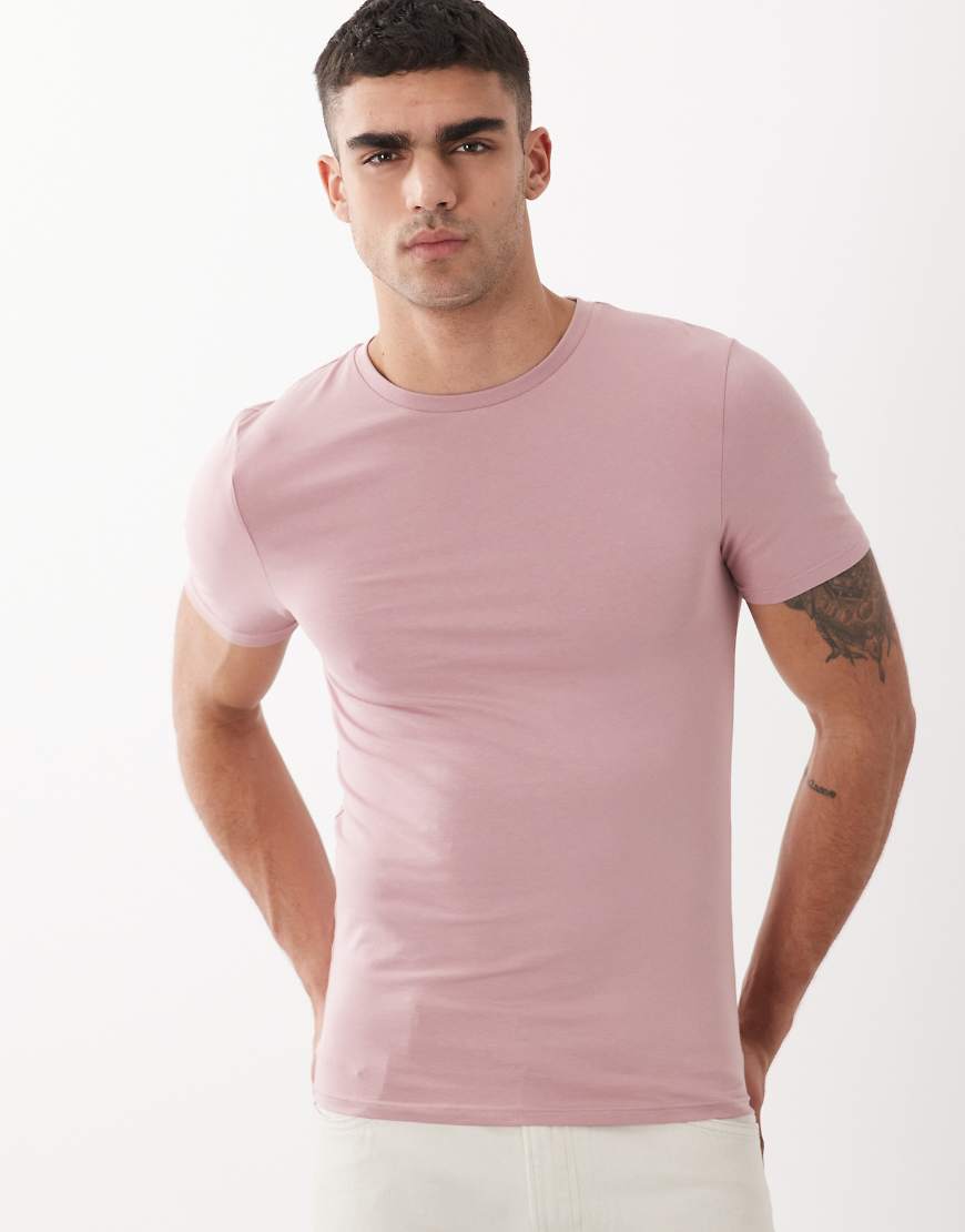 ASOS DESIGN - Körperbetontes Basic-T-Shirt in Rosa von ASOS DESIGN