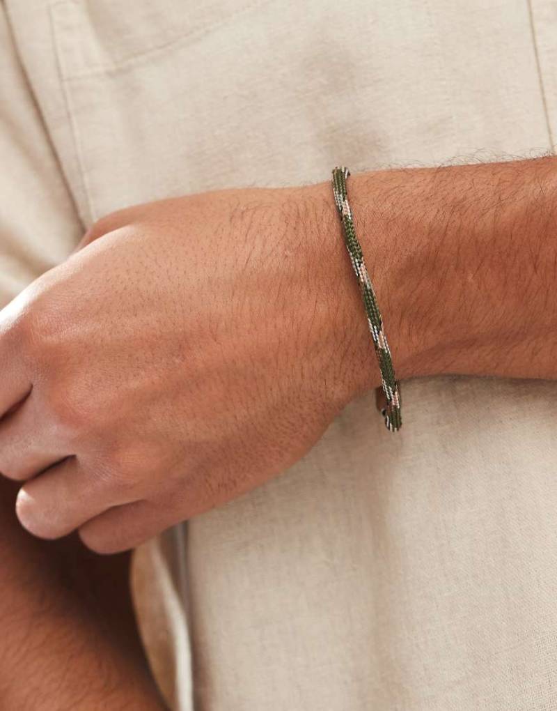 ASOS DESIGN - Kordel-Armband in Khaki mit Clipverschluss-Grün von ASOS DESIGN