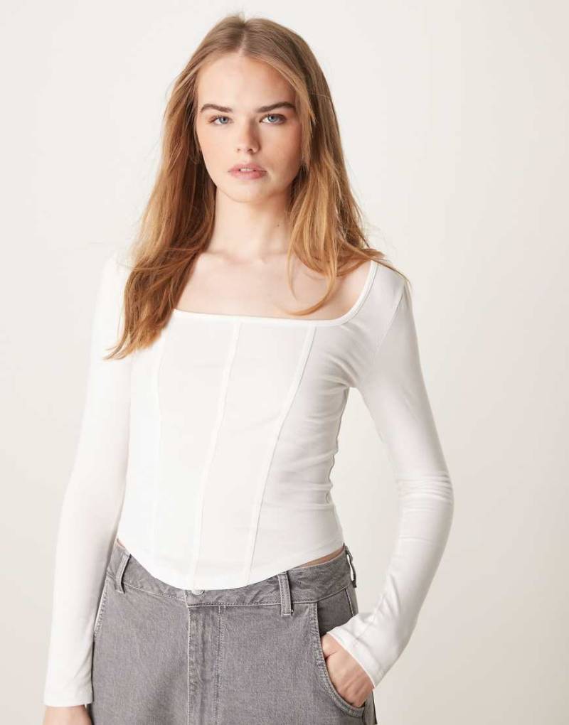 ASOS DESIGN - Korsett-Oberteil in Creme mit eckigem Ausschnitt-Weiß von ASOS DESIGN
