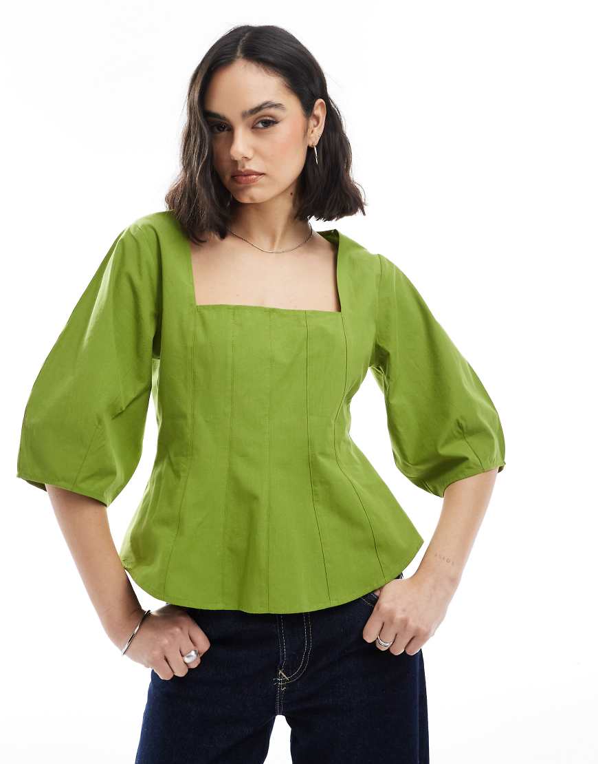 ASOS DESIGN - Korsett-Oberteil in Olivgrün mit eckigem Ausschnitt und Ziernaht ASOS DESIGN - Korsett-Oberteil in Olivgrün mit eckigem Ausschnitt und Ziernaht von ASOS DESIGN