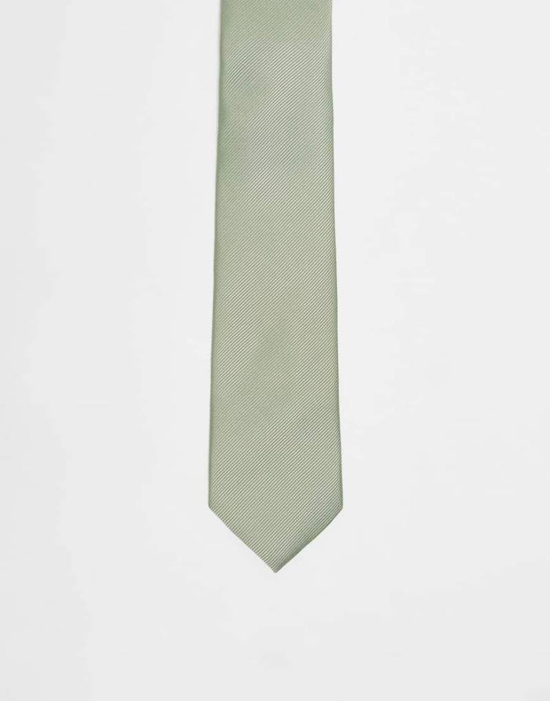 ASOS DESIGN - Krawatte aus Satin in Salbeigrün von ASOS DESIGN