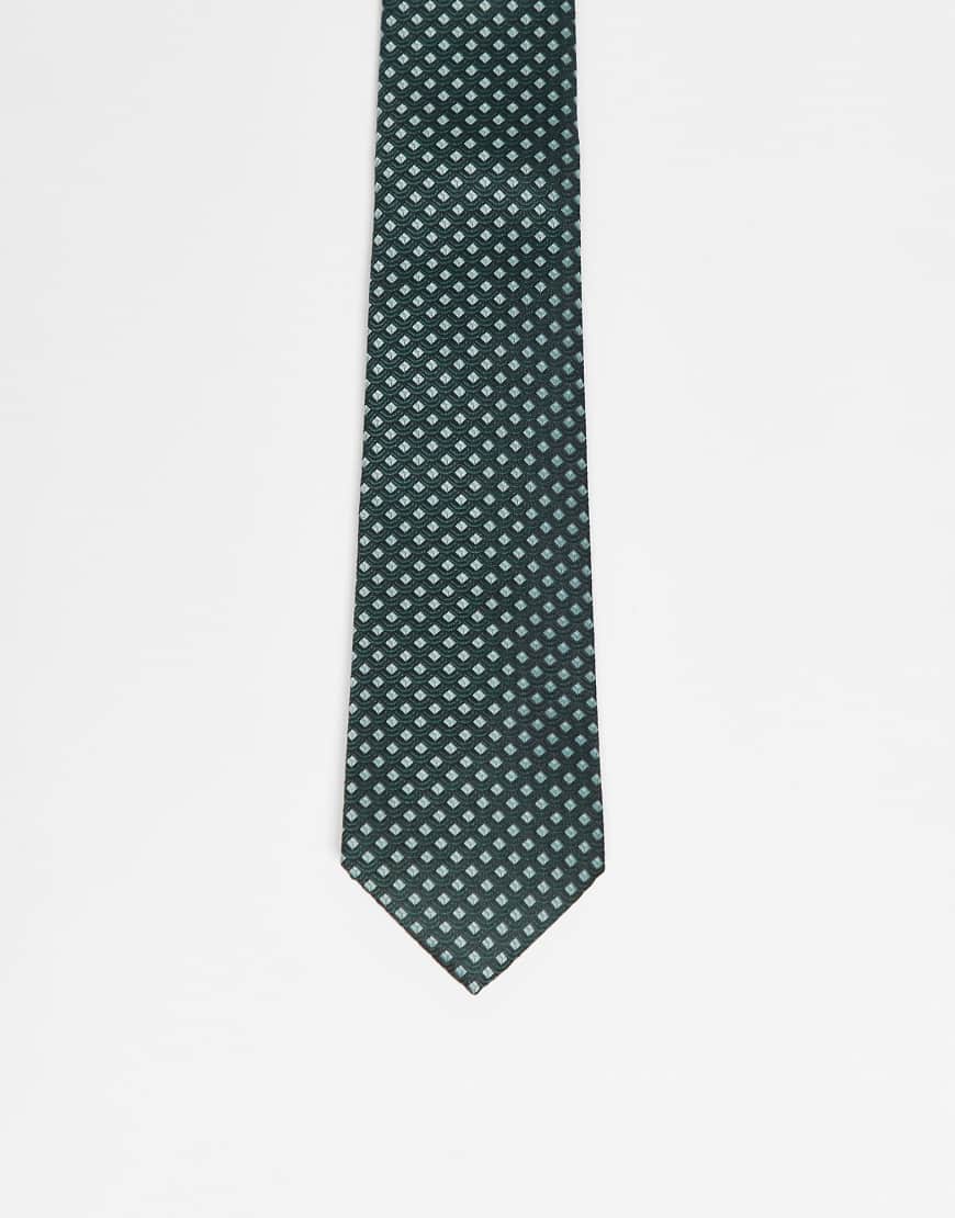 ASOS DESIGN - Krawatte in Grün mit geometrischem Muster von ASOS DESIGN