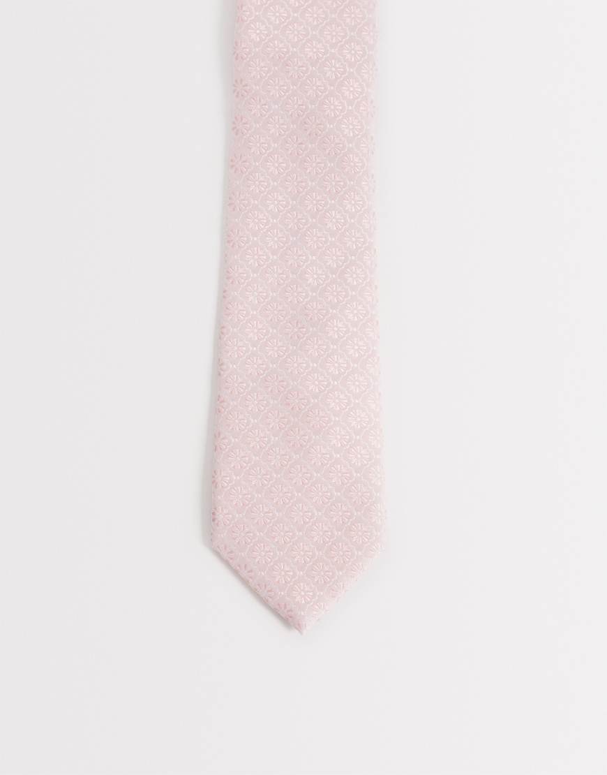 ASOS DESIGN - Krawatte in Rosa mit geometrischem Blumenmuster von ASOS DESIGN