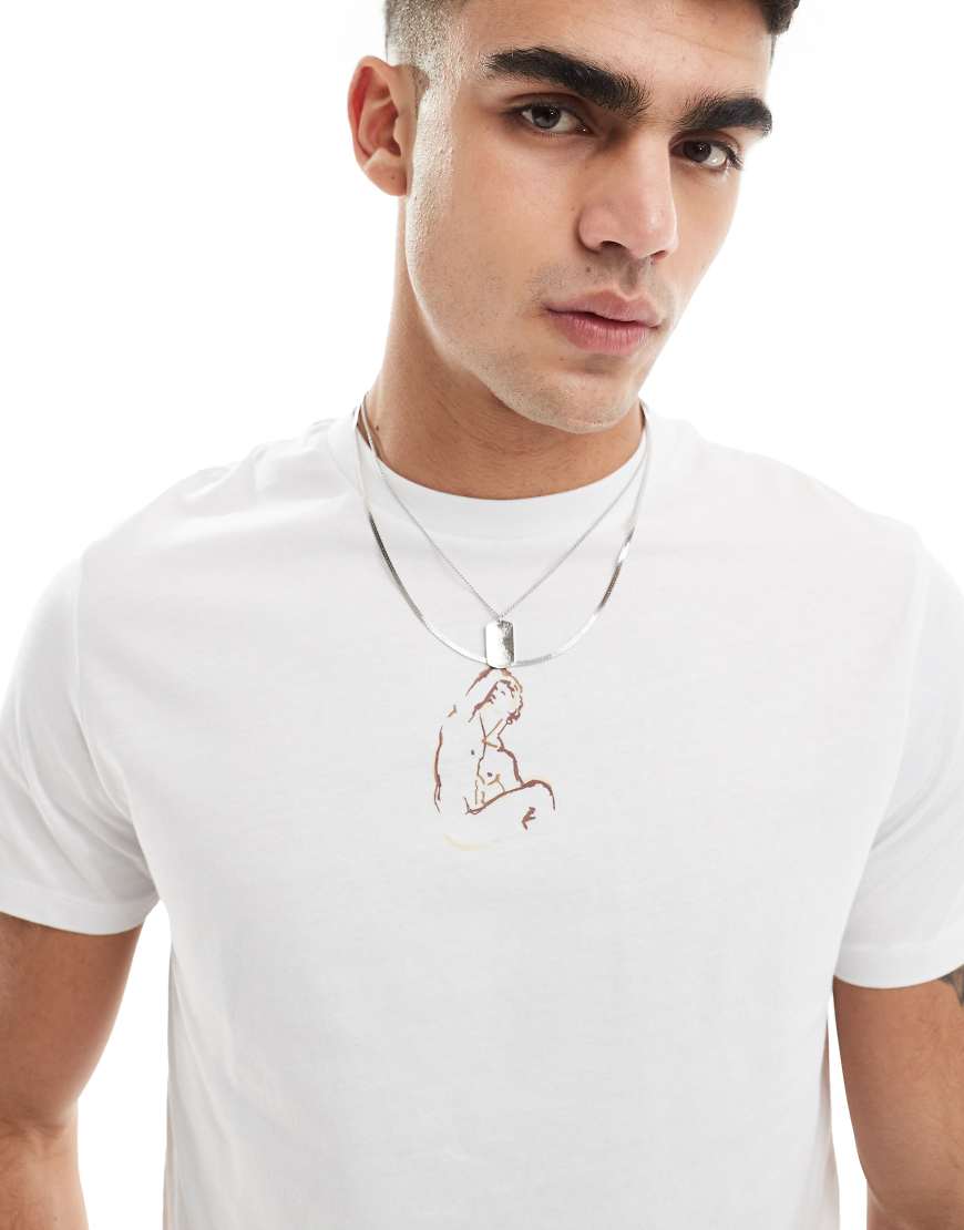 ASOS DESIGN - Kurz geschnittenes T-Shirt in Weiß mit Statuen-Linienzeichnung ASOS DESIGN - Kurz geschnittenes T-Shirt in Weiß mit Statuen-Linienzeichnung von ASOS DESIGN