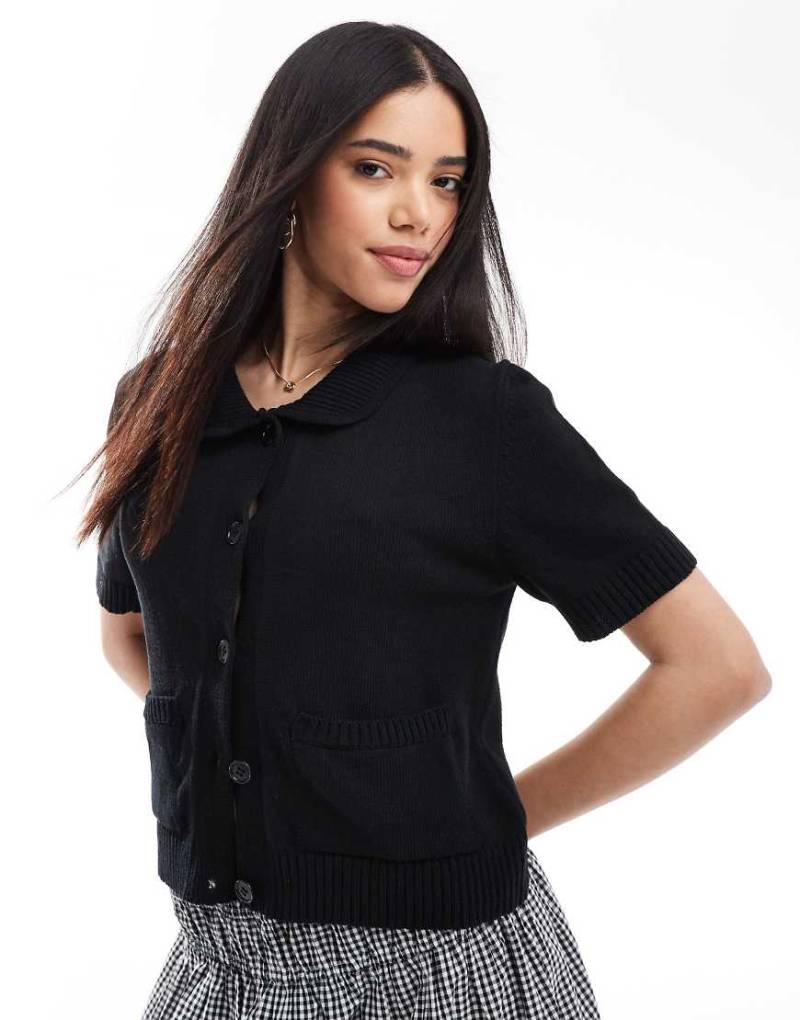 ASOS DESIGN - Kurzärmlige Strickjacke in Schwarz von ASOS DESIGN