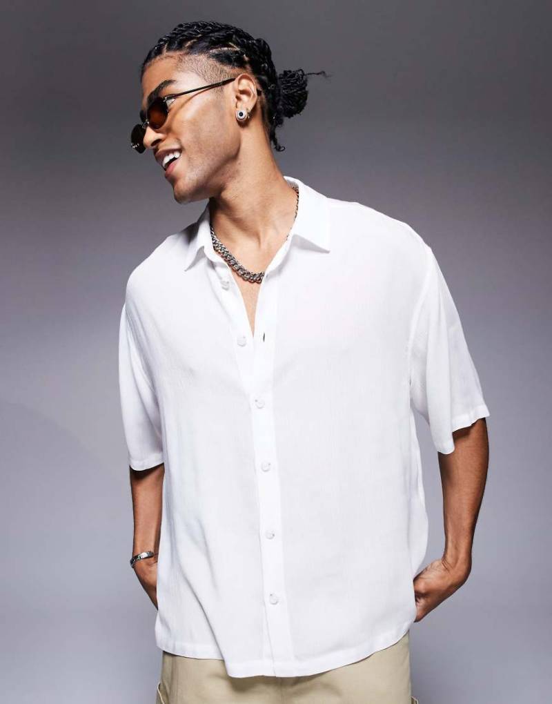 ASOS DESIGN - Kurzärmliges Oversize-Hemd in transparentem Weiß-Keine Farbe von ASOS DESIGN