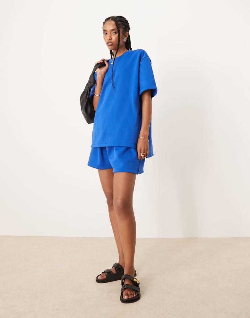 ASOS DESIGN - Kurzärmliges Sweatshirt in Blau, Kombiteil von ASOS DESIGN