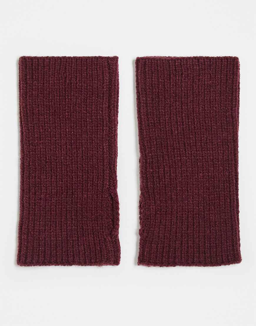 ASOS DESIGN - Kurze, gerippte Handstulpen in Burgunderrot von ASOS DESIGN