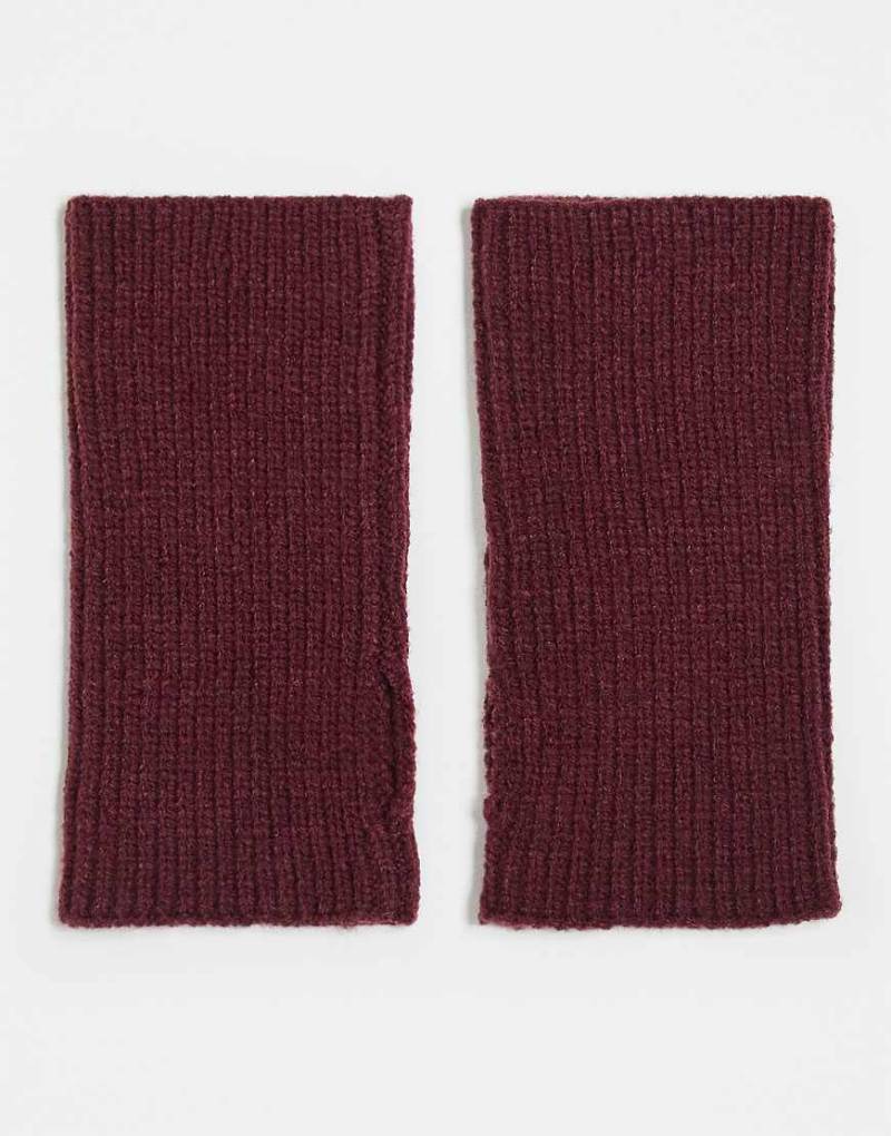 ASOS DESIGN - Kurze, gerippte Handstulpen in Burgunderrot von ASOS DESIGN