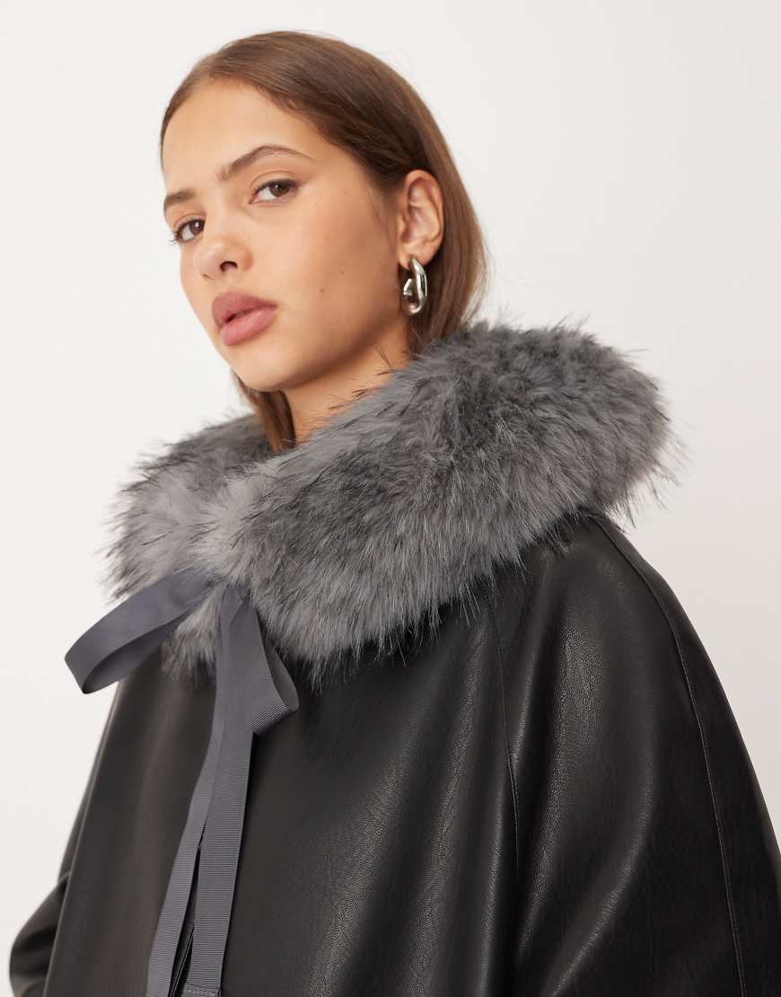 ASOS DESIGN - Kurzer Kragen aus Kunstpelz in Grau von ASOS DESIGN