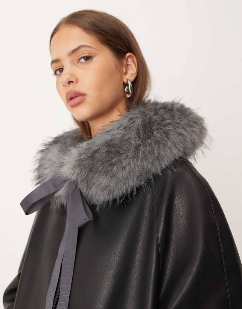 ASOS DESIGN - Kurzer Kragen aus Kunstpelz in Grau von ASOS DESIGN