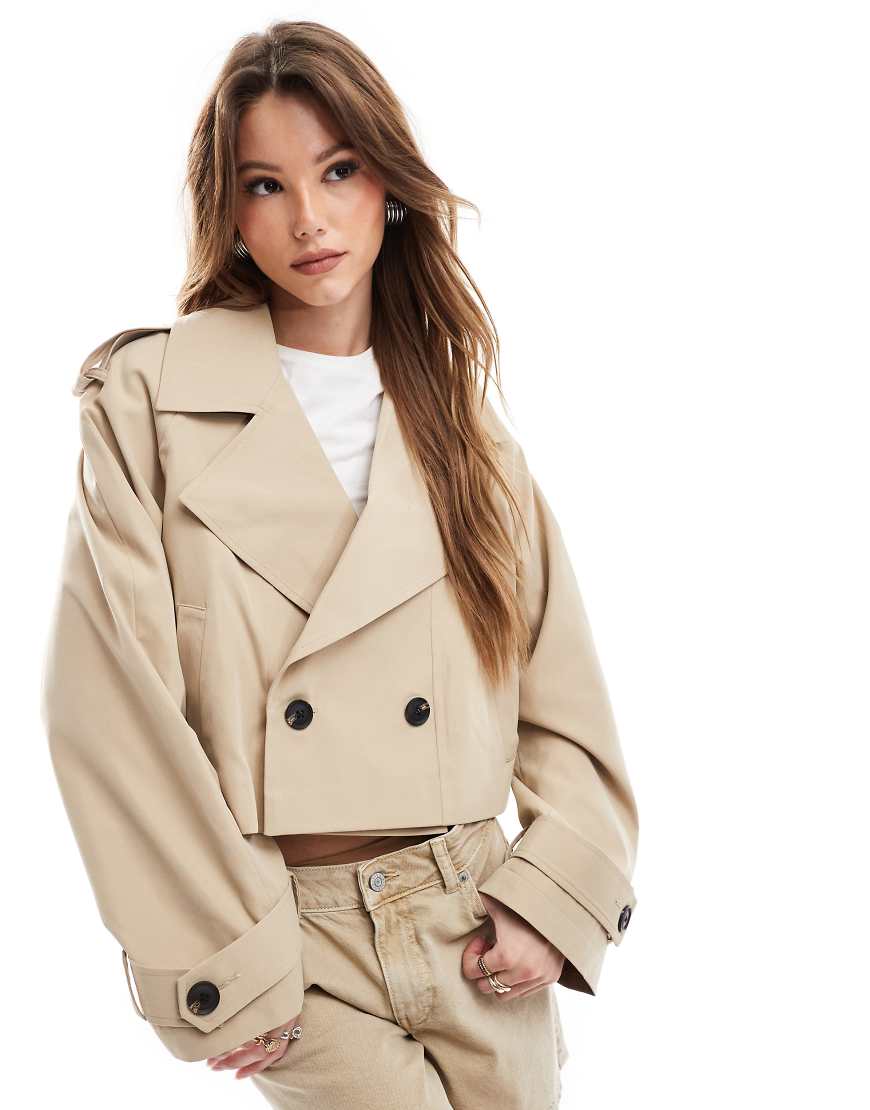 ASOS DESIGN - Kurzer Trenchcoat in Stein-Neutral von ASOS DESIGN