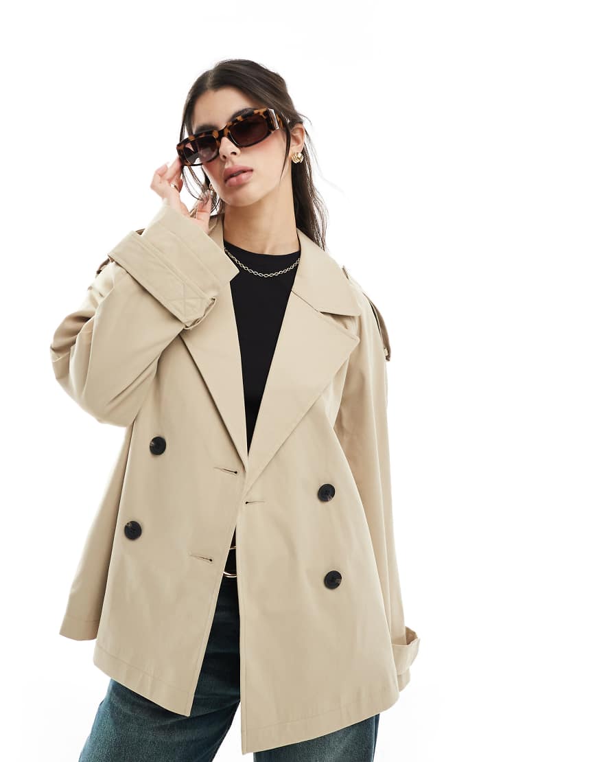 ASOS DESIGN - Kurzer Trenchcoat in Steinbeige-Neutral von ASOS DESIGN