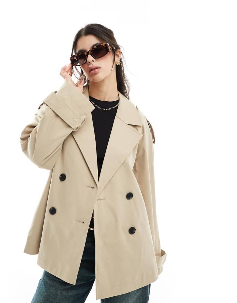 ASOS DESIGN - Kurzer Trenchcoat in Steinbeige-Neutral von ASOS DESIGN