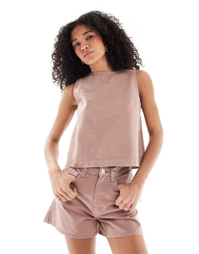 ASOS DESIGN - Länger geschnittene A-Linien-Shorts in Mokka, Kombiteil-Braun von ASOS DESIGN