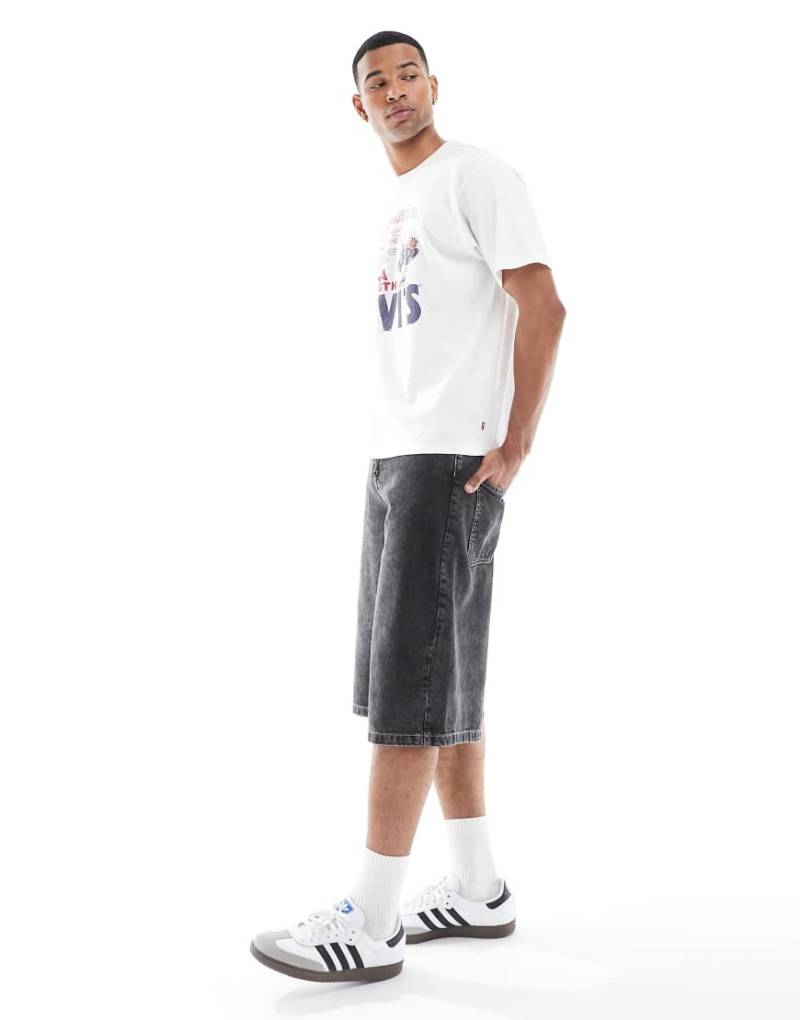 ASOS DESIGN - Länger geschnittene Jeans-Jorts in Schwarz von ASOS DESIGN