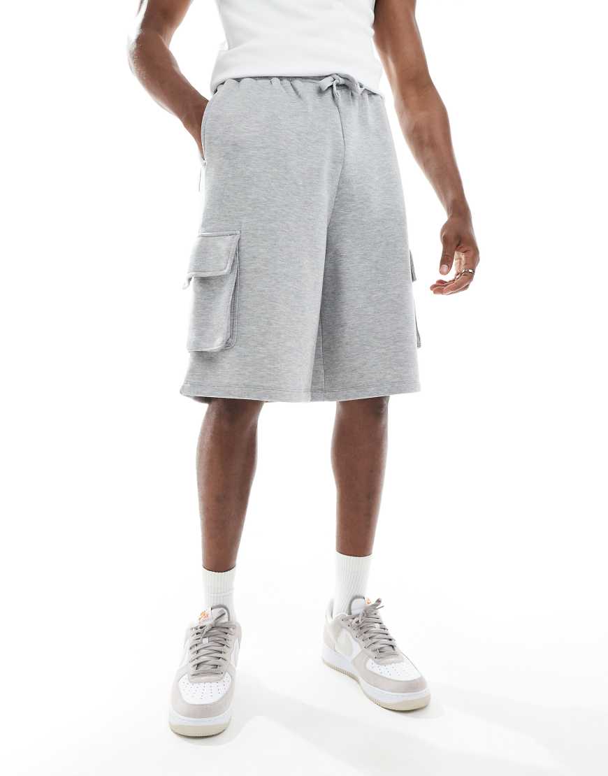 ASOS DESIGN - Länger geschnittene Oversize-Shorts in Grau meliert mit Utility-Taschen ASOS DESIGN - Länger geschnittene Oversize-Shorts in Grau meliert mit Utility-Taschen von ASOS DESIGN