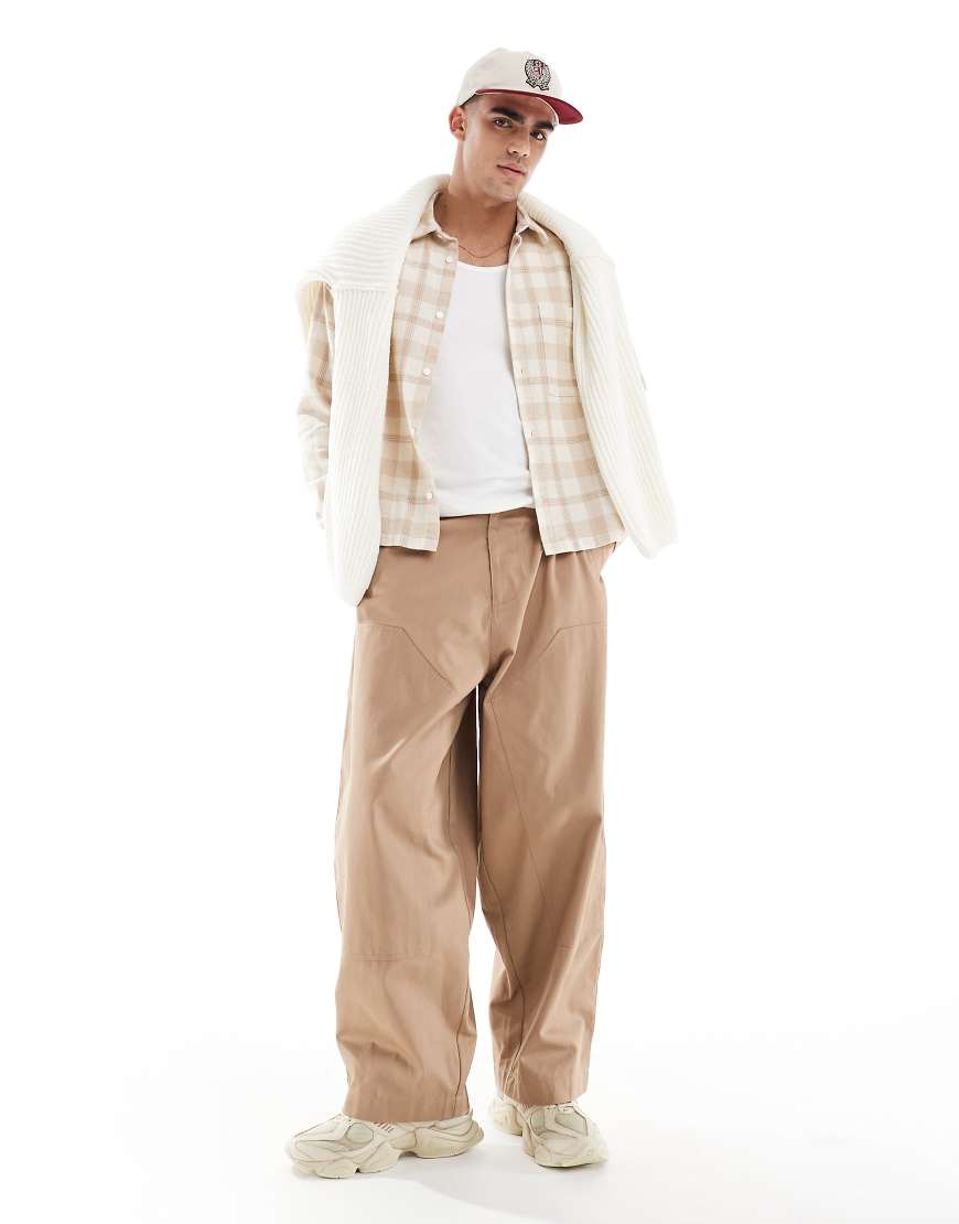 ASOS DESIGN - Weite Oversize-Hose aus Canvas in Beige mit Knieeinsatz-Neutral ASOS DESIGN - Weite Oversize-Hose aus Canvas in Beige mit Knieeinsatz-Neutral von ASOS DESIGN