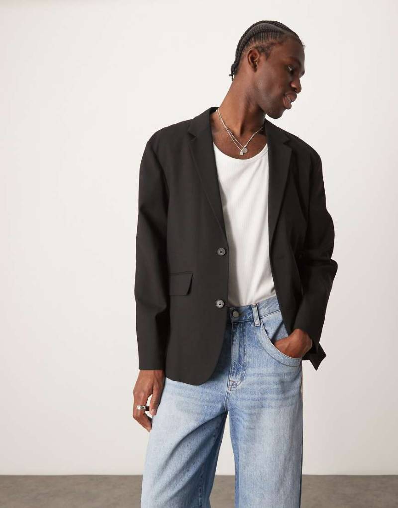 ASOS DESIGN - Lässiger Blazer in Schwarz mit lockerem Schnitt-Rot von ASOS DESIGN